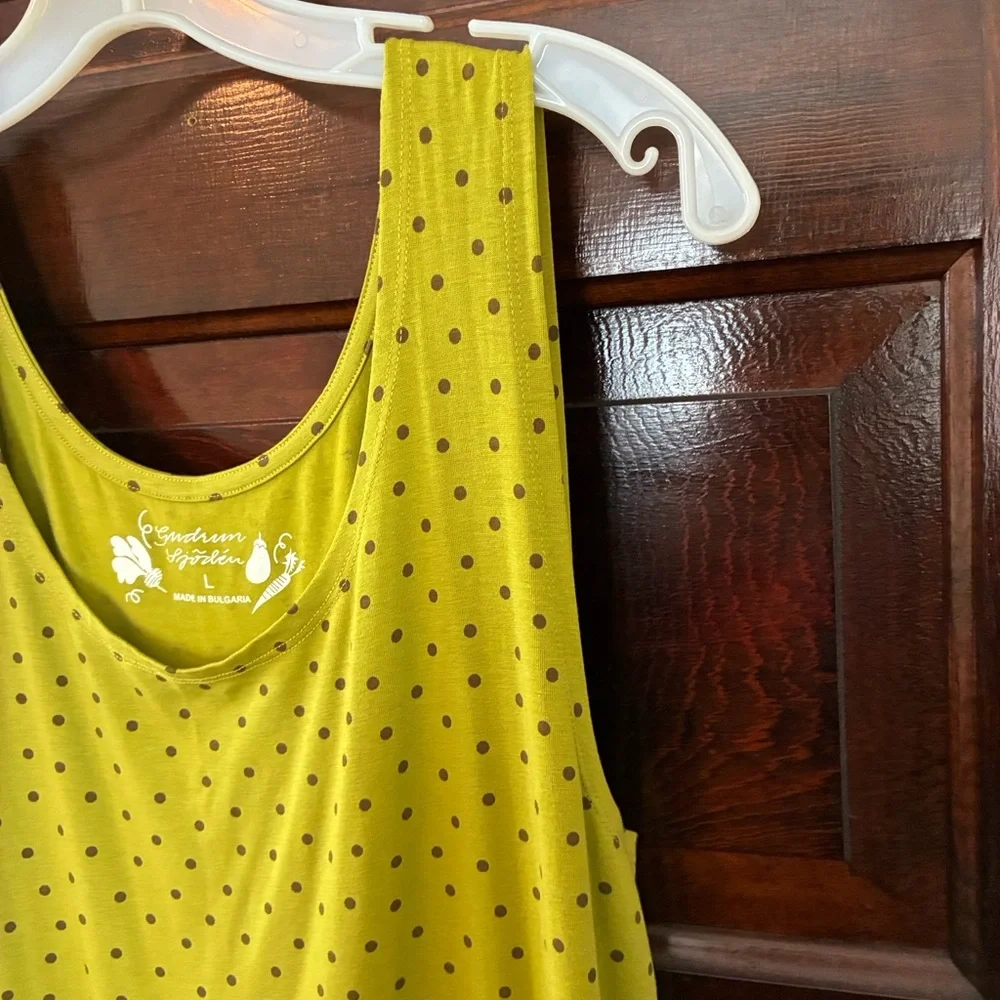Gudrun Sjoden Green with brown Polka Dots Sleeveless Midi Dress - Picture 6 of 8